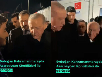 Президент Турции встретился с азербайджанскими волонтерами в Кахраманмараше (Видео)